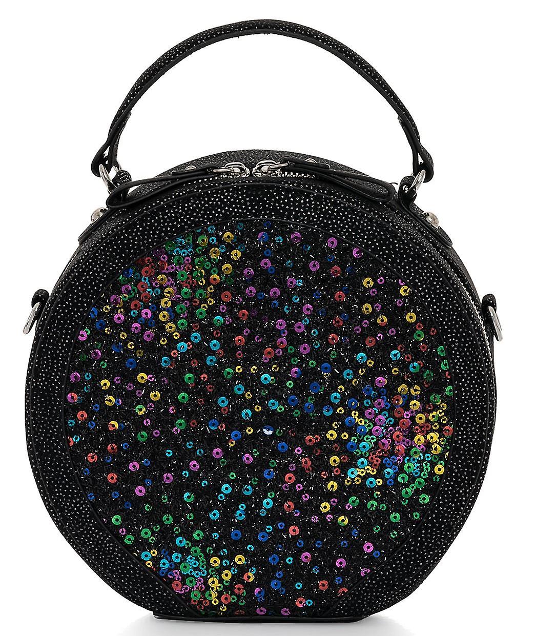Ruby Shoo Alberta Black Sequin Womens Cross Body Bag