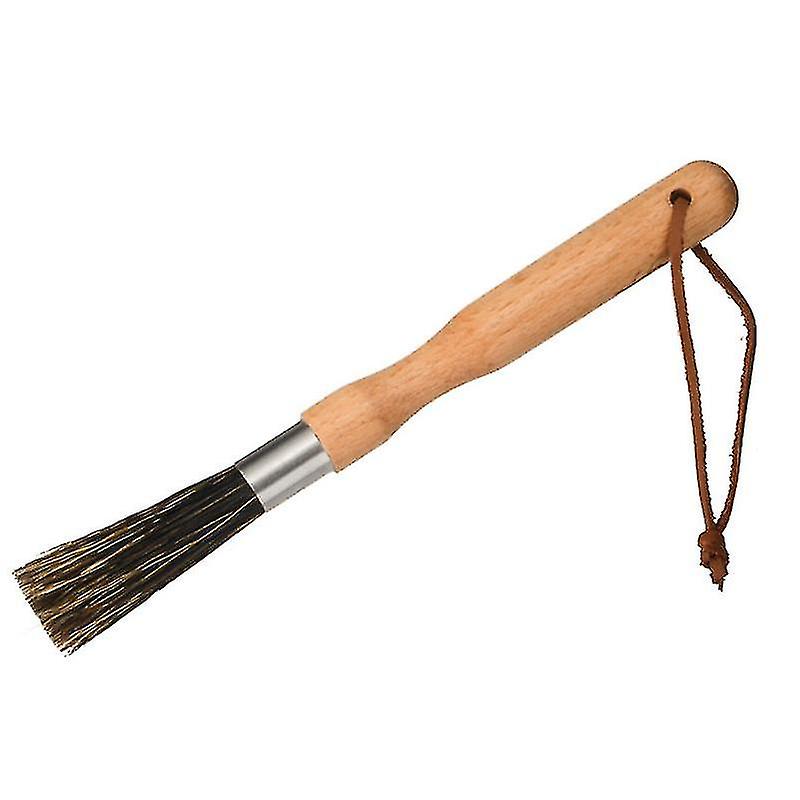 1 Pcs Coffee Grinder Cleaning Brush Boar Bristles Walnut Wood Handle With Hanging Belt