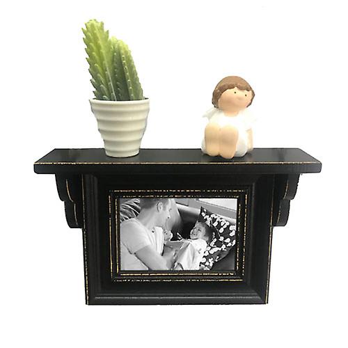 Quality Classic Wooden Wall Shelf Decor with Single Photo Frame 29x19x6.5cm