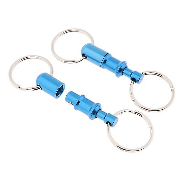 3x2 Pieces Breakaway Key Ring Separate Car Keys Quick Release Keychain Blue