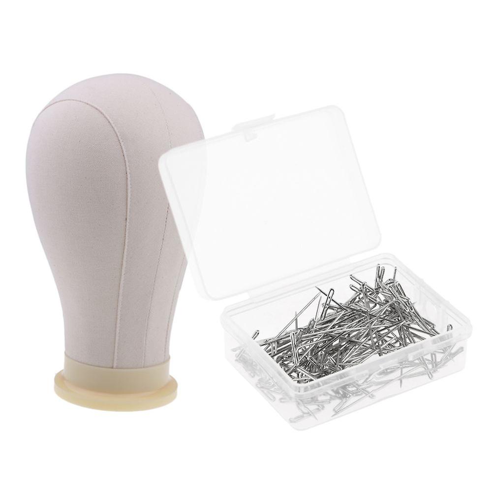 Canvas Cork Mannequin Wig Making Glasses Stand Display Head With T-pins 22 Inches