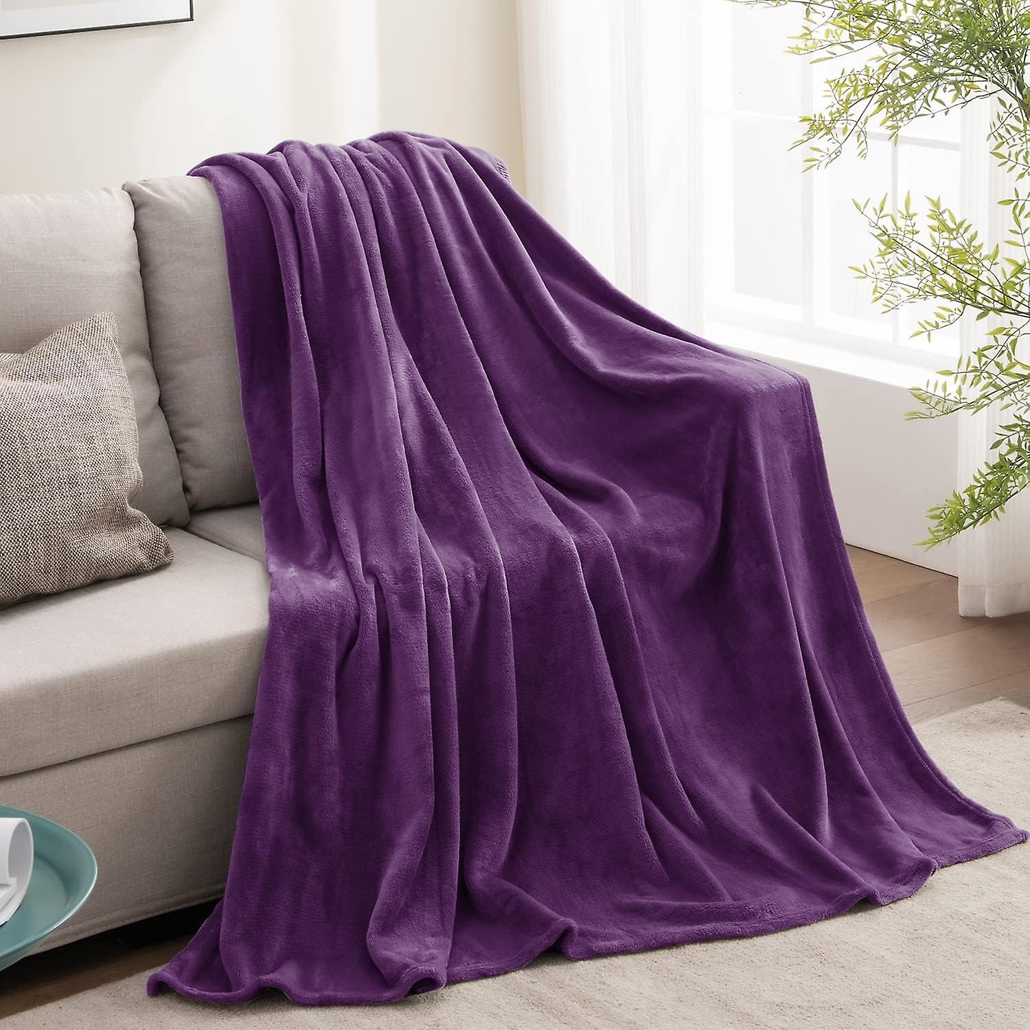 Fleece Blanket Purple Throw Blankets for Couch & Bed, Plush Cozy Fuzzy Blanket 50" x 60", Super Soft & Warm Blankets for Fall and Winter