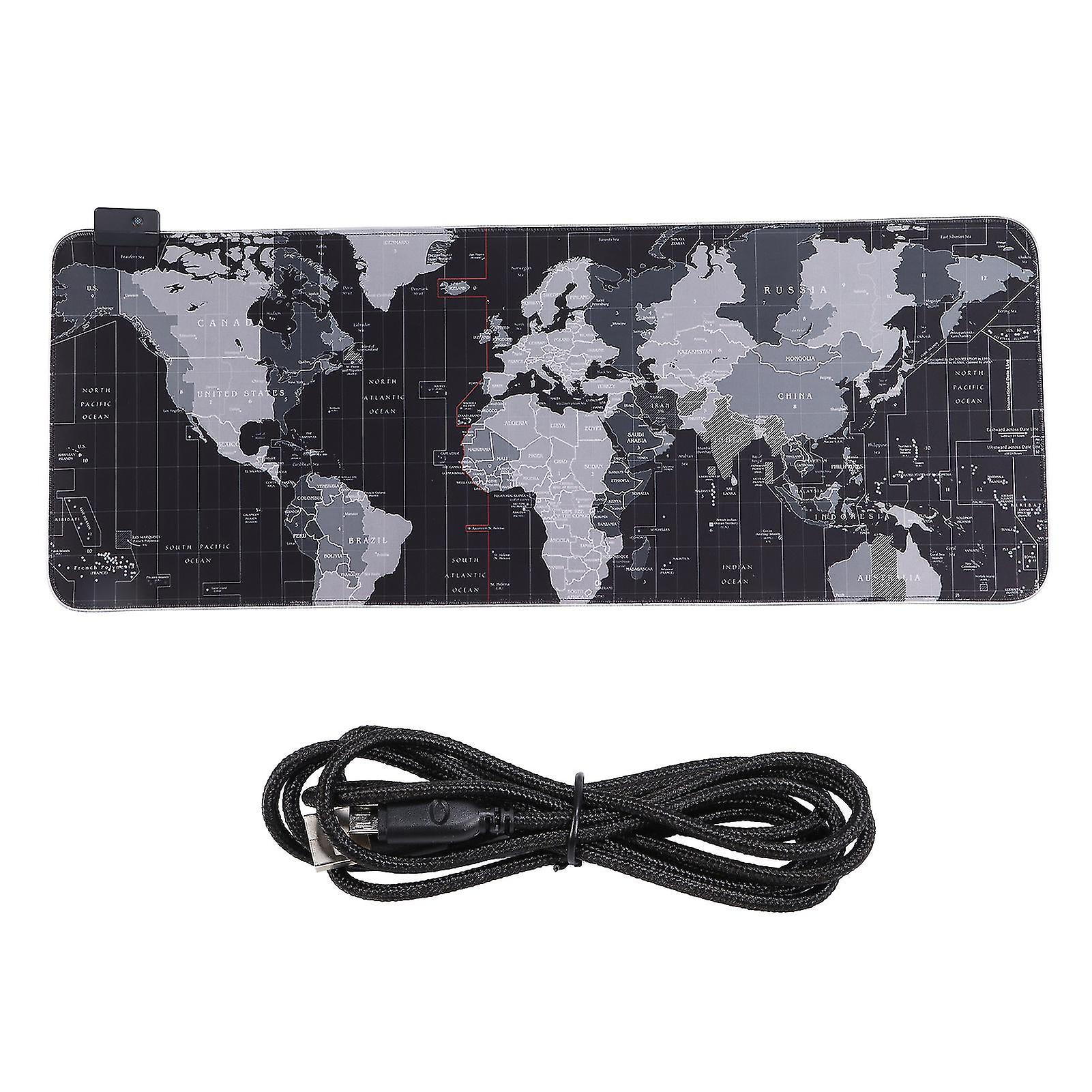 Rgb Mouse Pad Map Pattern Nonslip Usb Powered Gaming Computer Desk Protector Mat