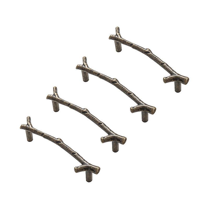 4 Drawer Pulls, Cabinet Pulls, Bedside Cabinet Hardware Knobs, Zinc Alloy (Bronze, Hole Distance: 96mm)