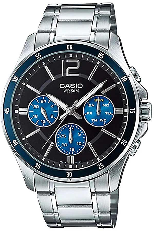 CASIO Collection MTP-1374D-2A - Stainless Steel Male Quartz Multi-function