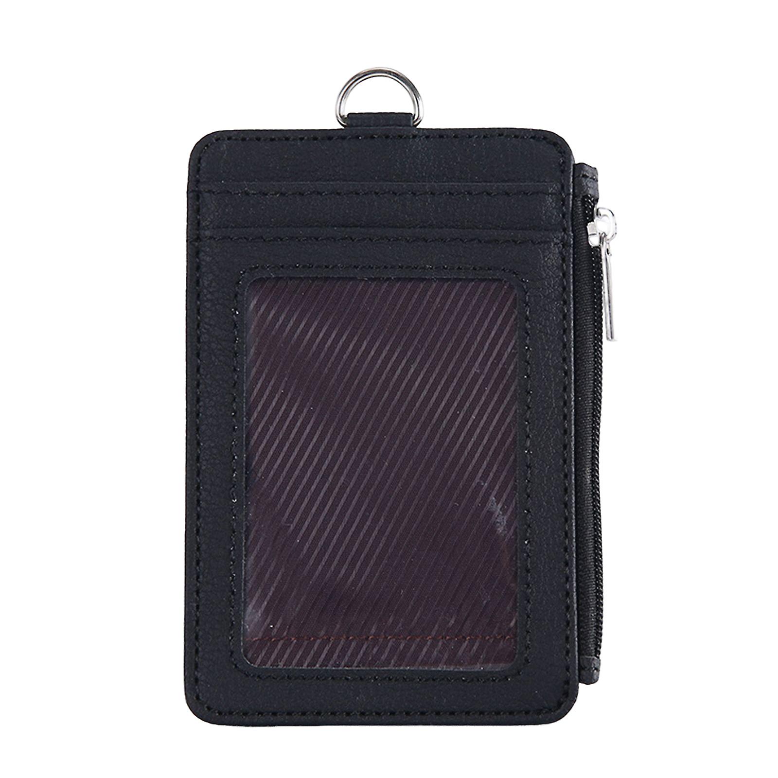 Work Badge Holder With Zipper Multiple Card Slots Compact Card Holder