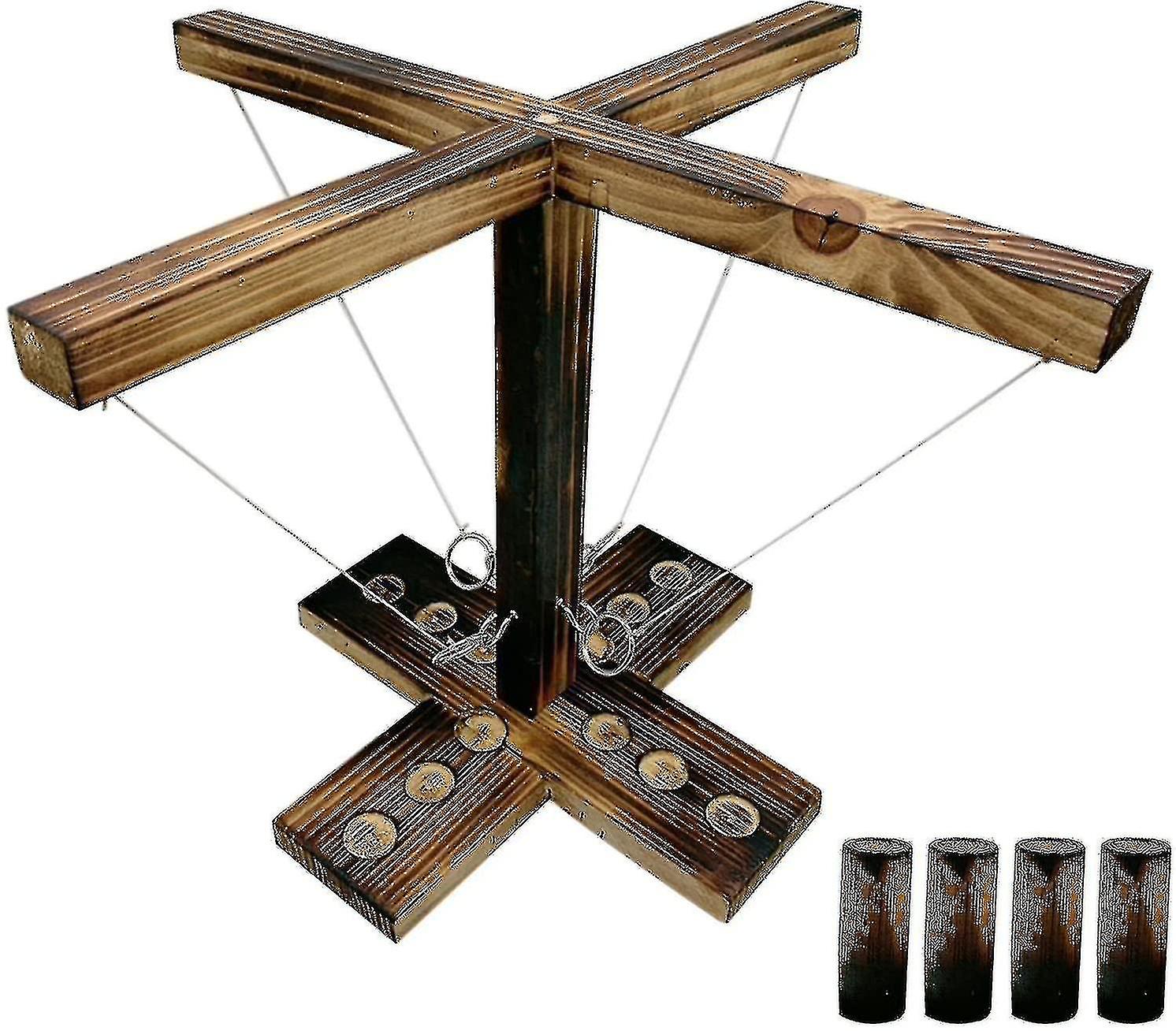 4 People Ring Toss Games Handheld Board With Shot Ladder Bundle