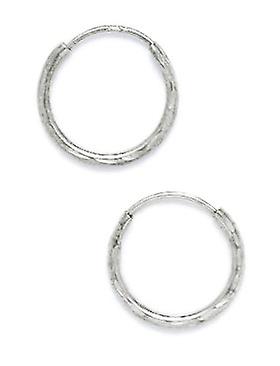 14Kホワイトゴールド12mmラウンドフープピアス-女性用フープピアス