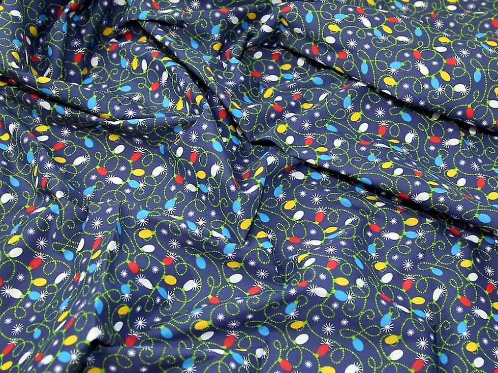 Minerva Printed Polycotton Fabric Navy Blue - per metre
