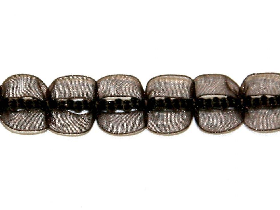 Essential Trimmings 20mm Organdie Fancy Trim Brown - per metre