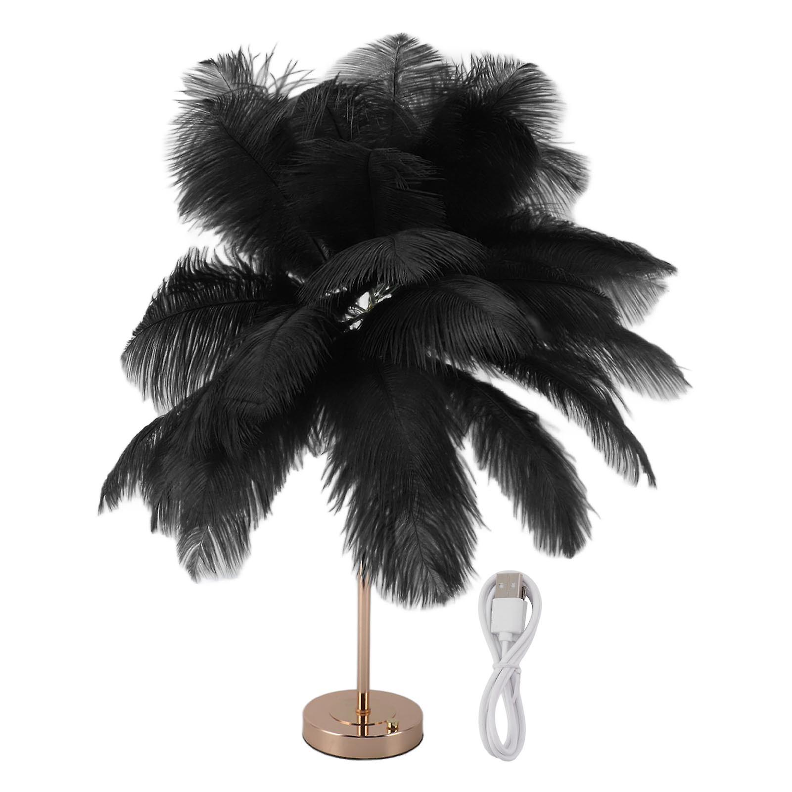 USB-Rechargeable Feather Table Lamp with Touch Control & 3 Light Modes