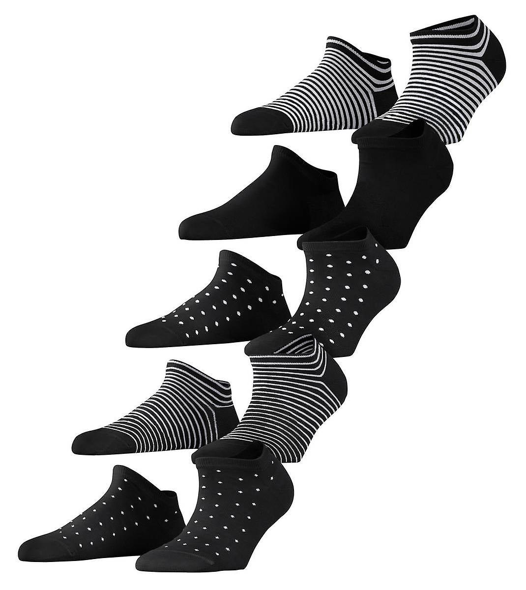 Esprit Dots and Stripes 5 Pack Sneaker Socks - Black