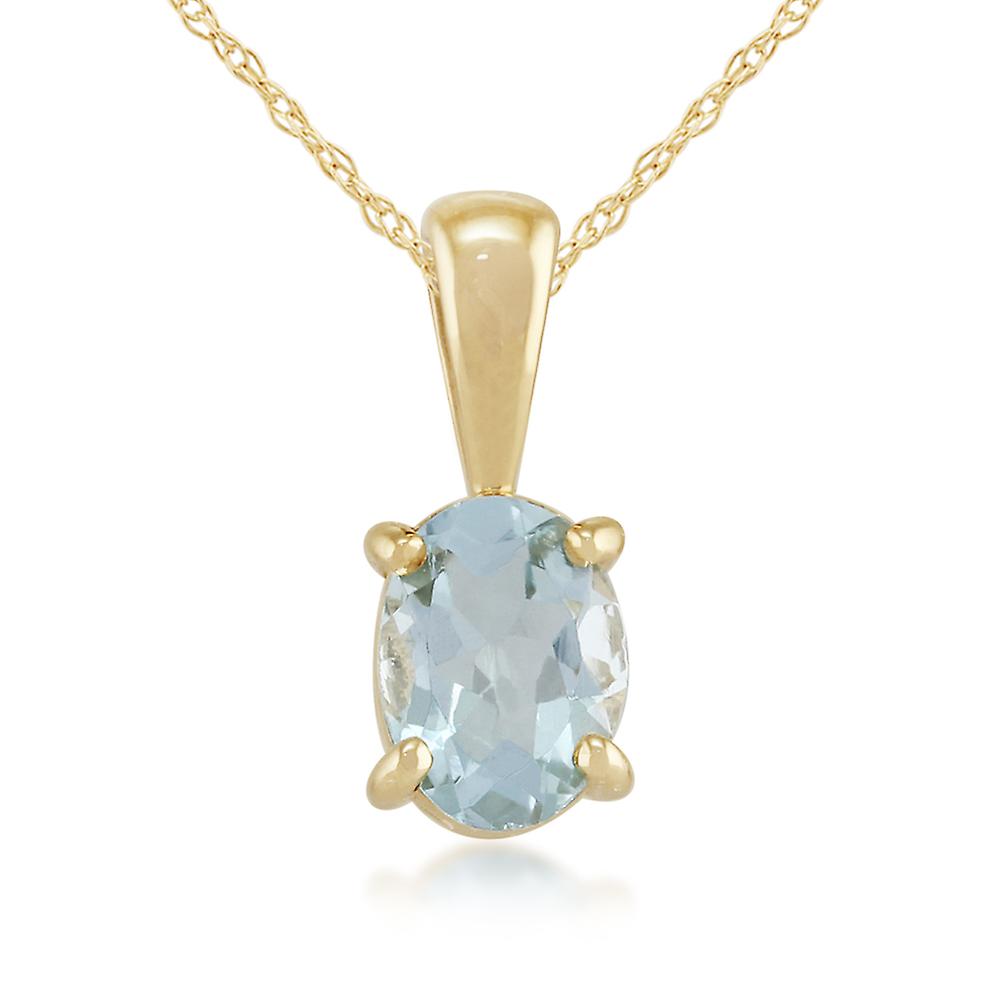 Collier classique ovale de pendentif d’aquamarine en or jaune 9ct 10740