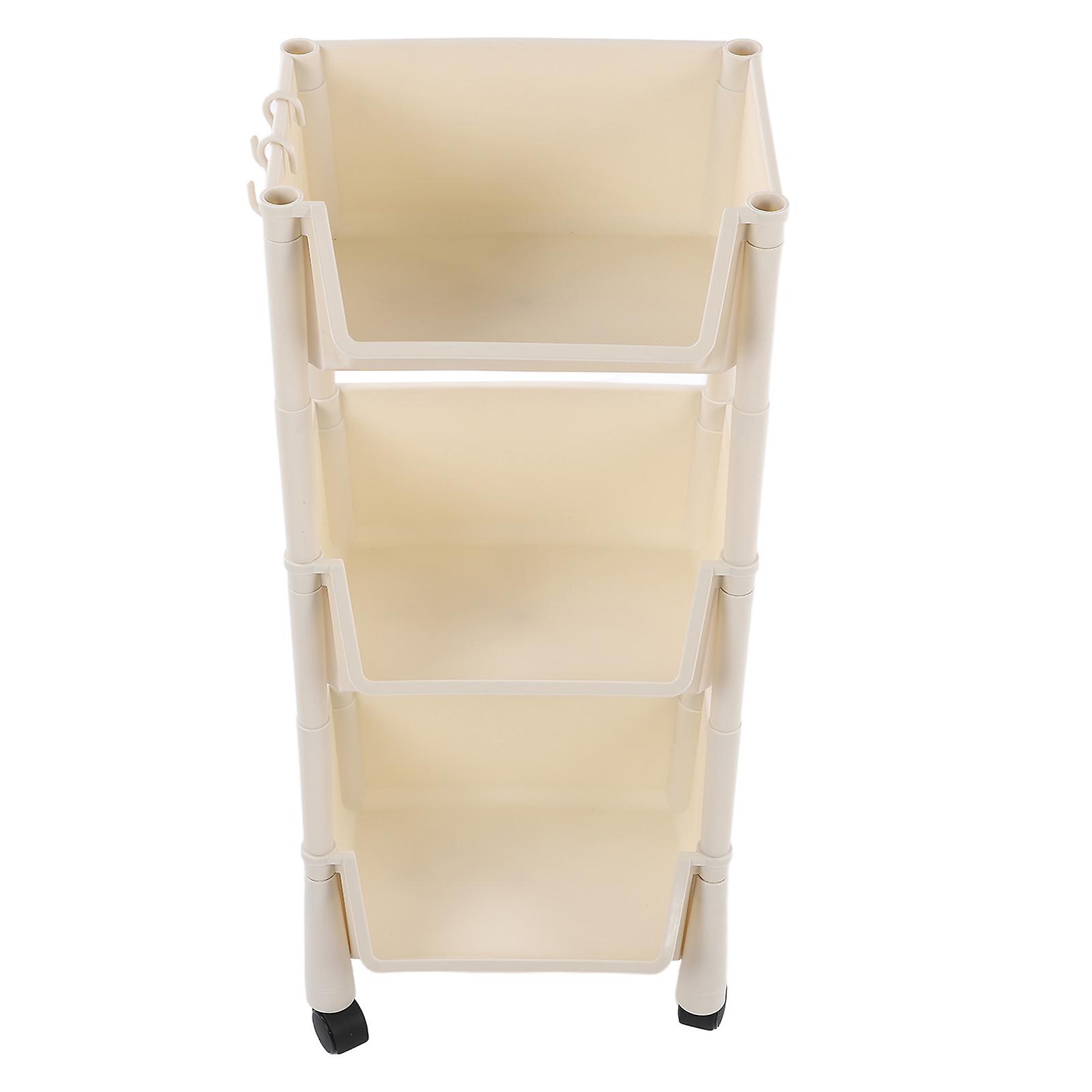 Compact 3-Tier Rolling Storage Organizer Cart with Lockable Wheels