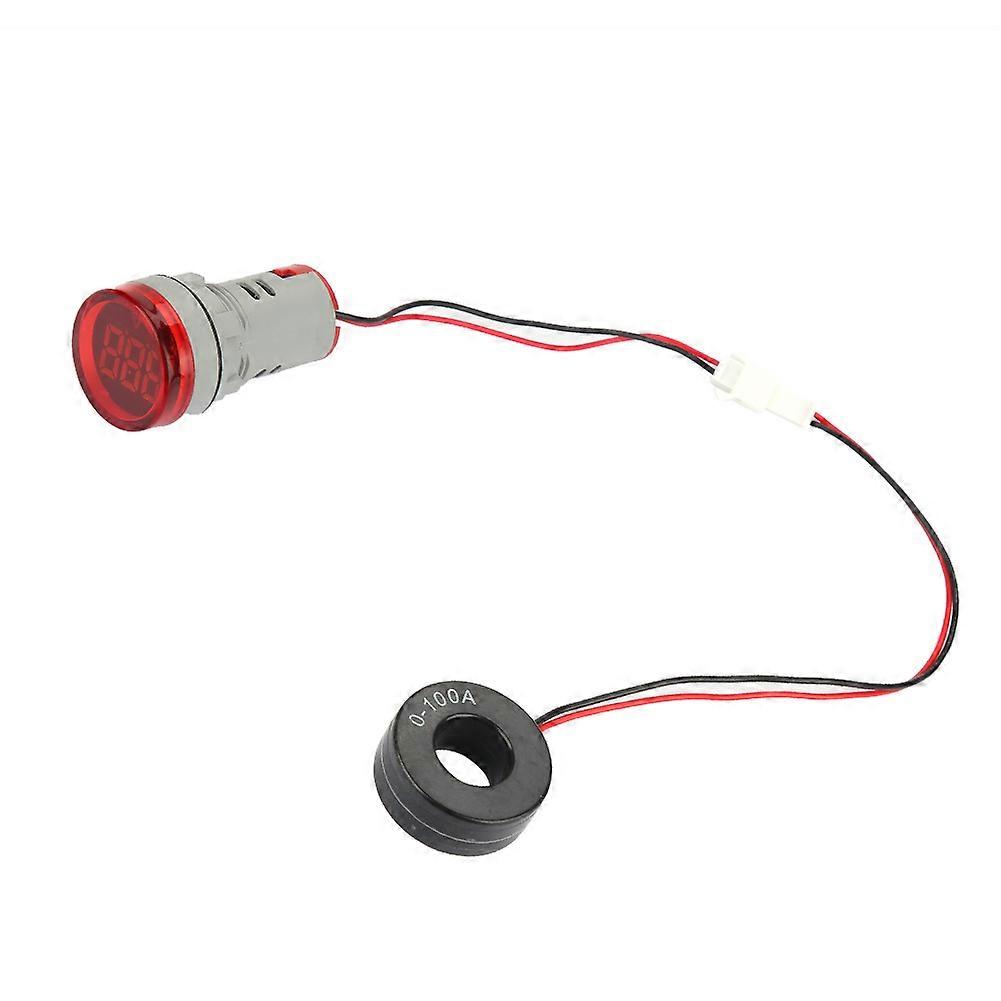 0-100Aデジタル電流計AC電流計インジケーターLED丸型ランプライト信号(赤)