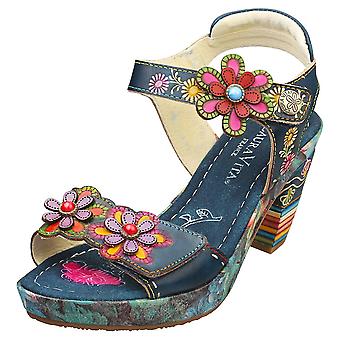 Laura Vita Nellao Womens Heeled Sandals in Navy Multicolour