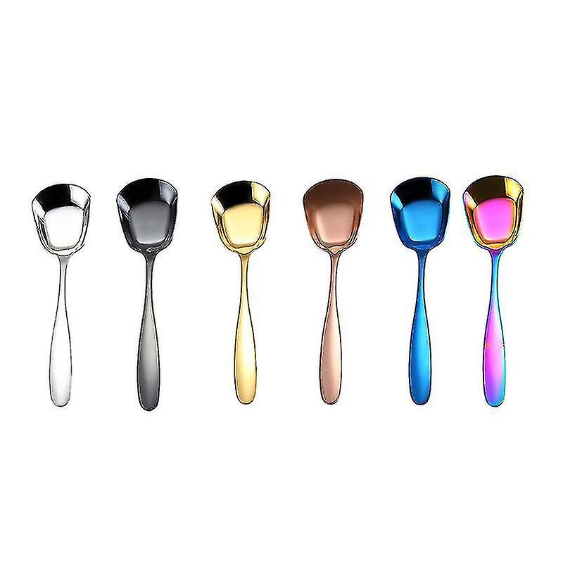 6pcs Dinner Spoons Set, Stainless Steel Soup Spoons Rainbow Silverware