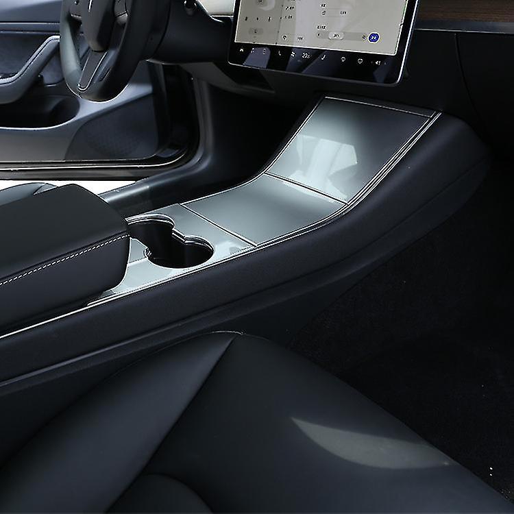 Tampa do console central moldada para Tesla Model 3 2018 2019 2020 Porta-copos interiores Face Modification Trims Decor Adhensive Panel