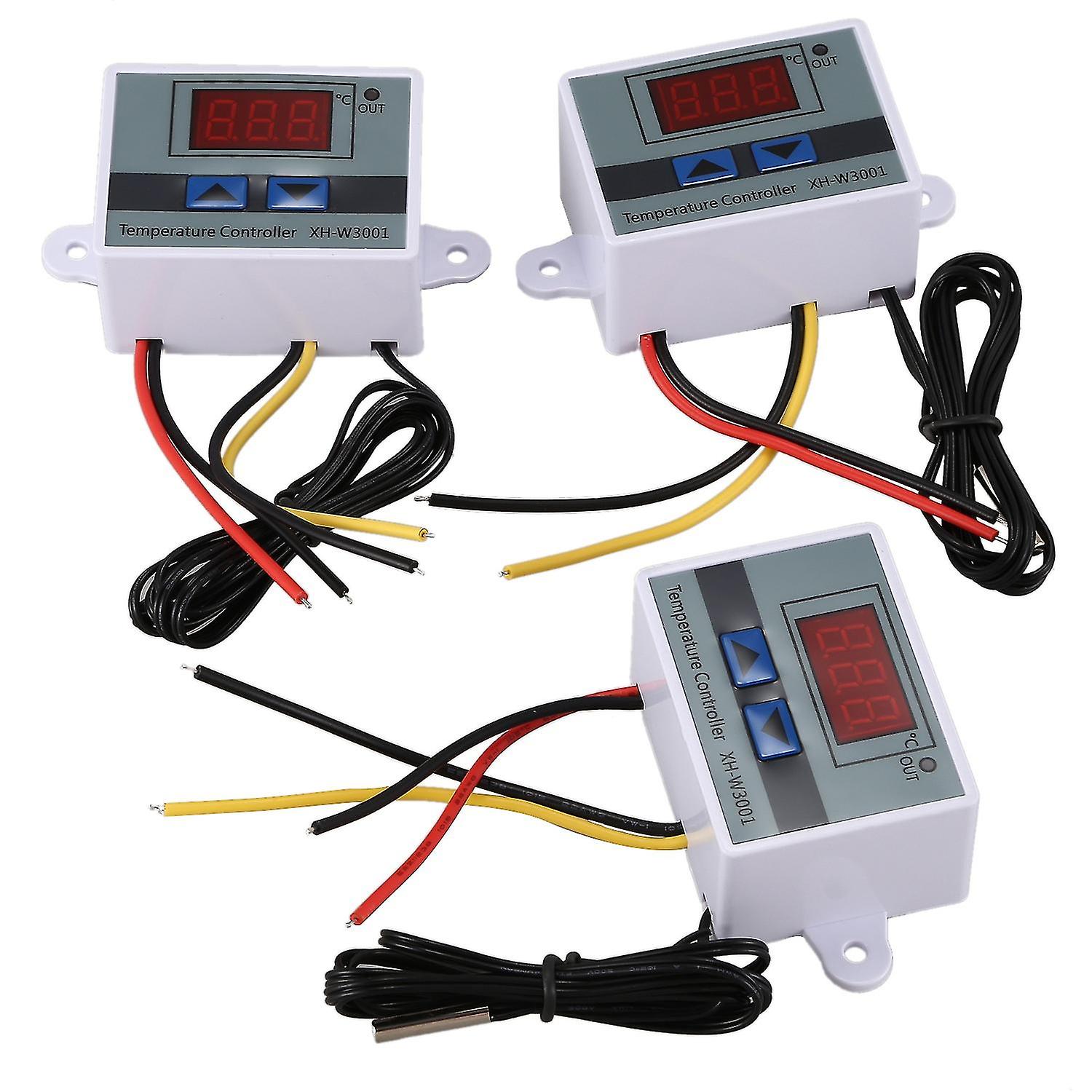 3pcs 220v 10a Digital Led Temperature Controller Thermostat Control Switch Probe