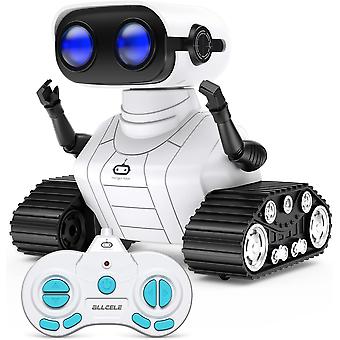 Robot Toys, Rechargeable Kids RC Robots for Girls & Boys, Remote Control Toy with LED Eyes & Music- WHITE