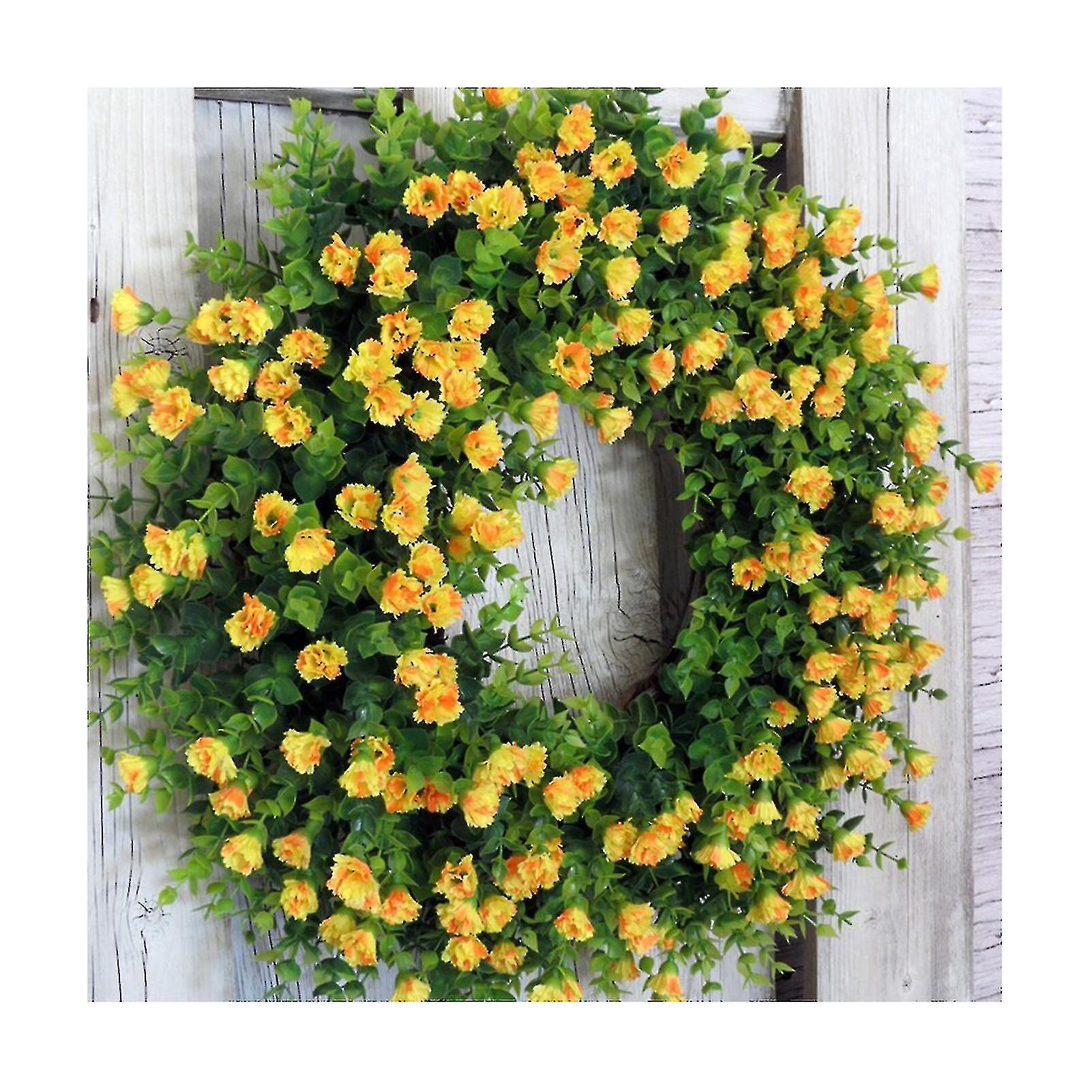 Spring Wreath Door Decor Colorful Simulation Flowers Seasonal Garland Ornament