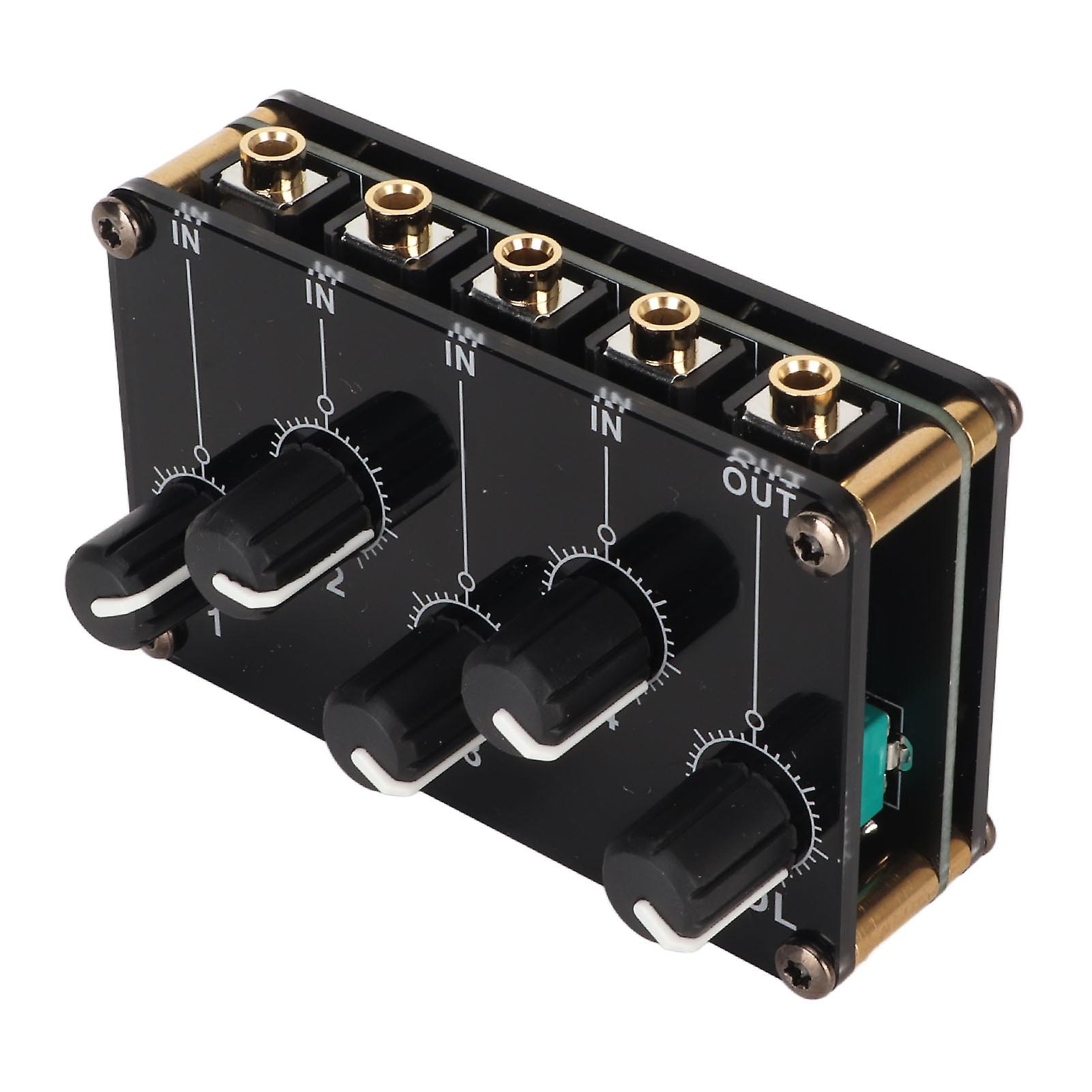 Sound Passive Mixer Dual Channel Sound Input 4 In 1 Out Mini Low Noise Portable Passive Stereo Sound Mixer for PC Phone 