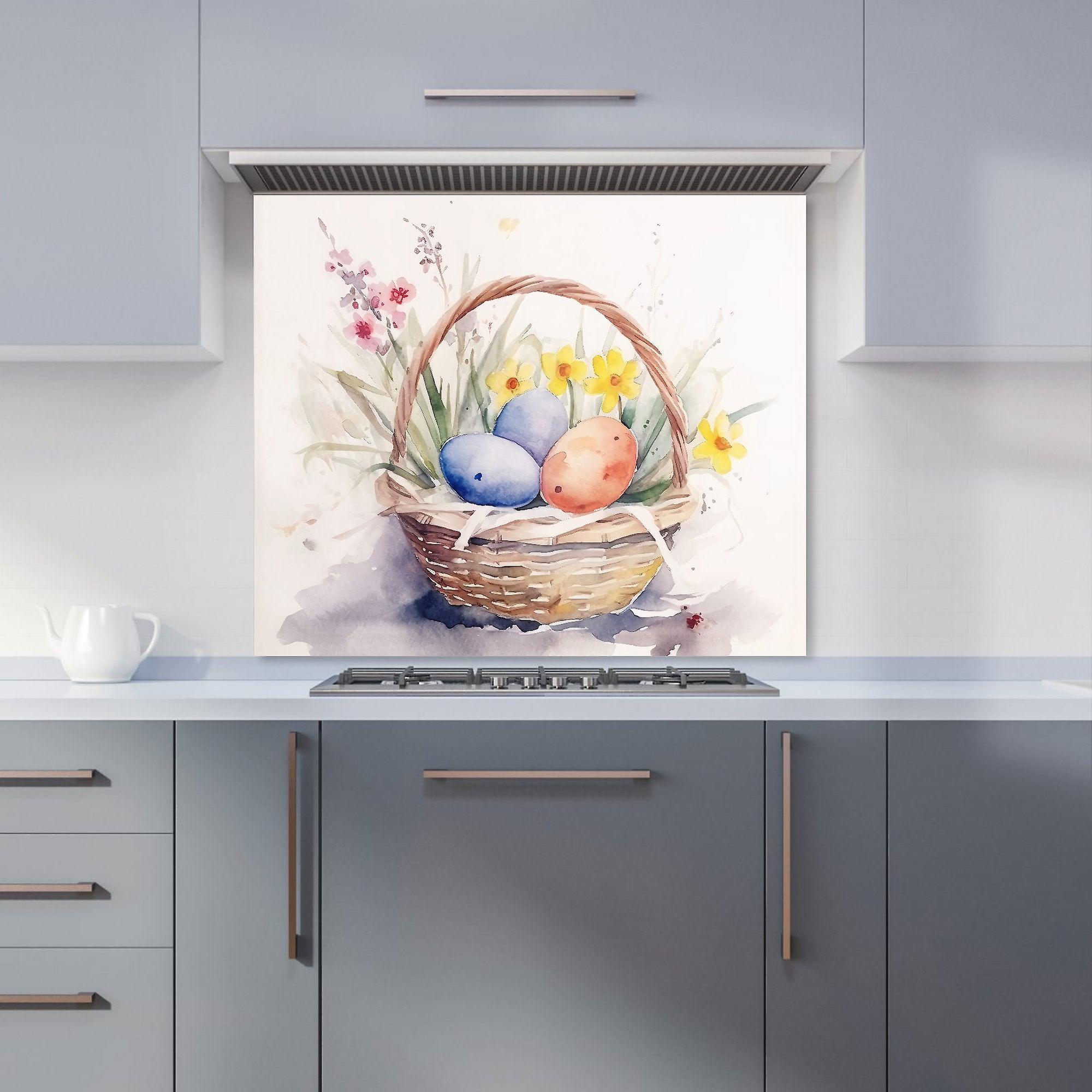 Watercolour Easter Basket Kitchen Splashback