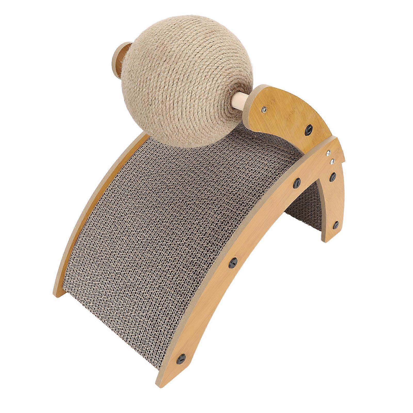 وسادة خدش للقطط مع كرة دوارة، وسادة خدش للقطط منحنية رأسيًا، من الورق المقوى للقطط المنزلية