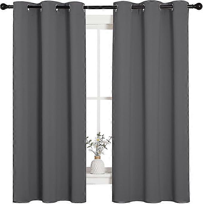Bedroom Insulated Grommet Blackout Curtains (2 Curtains, 42"W x 63"L, Grey)
