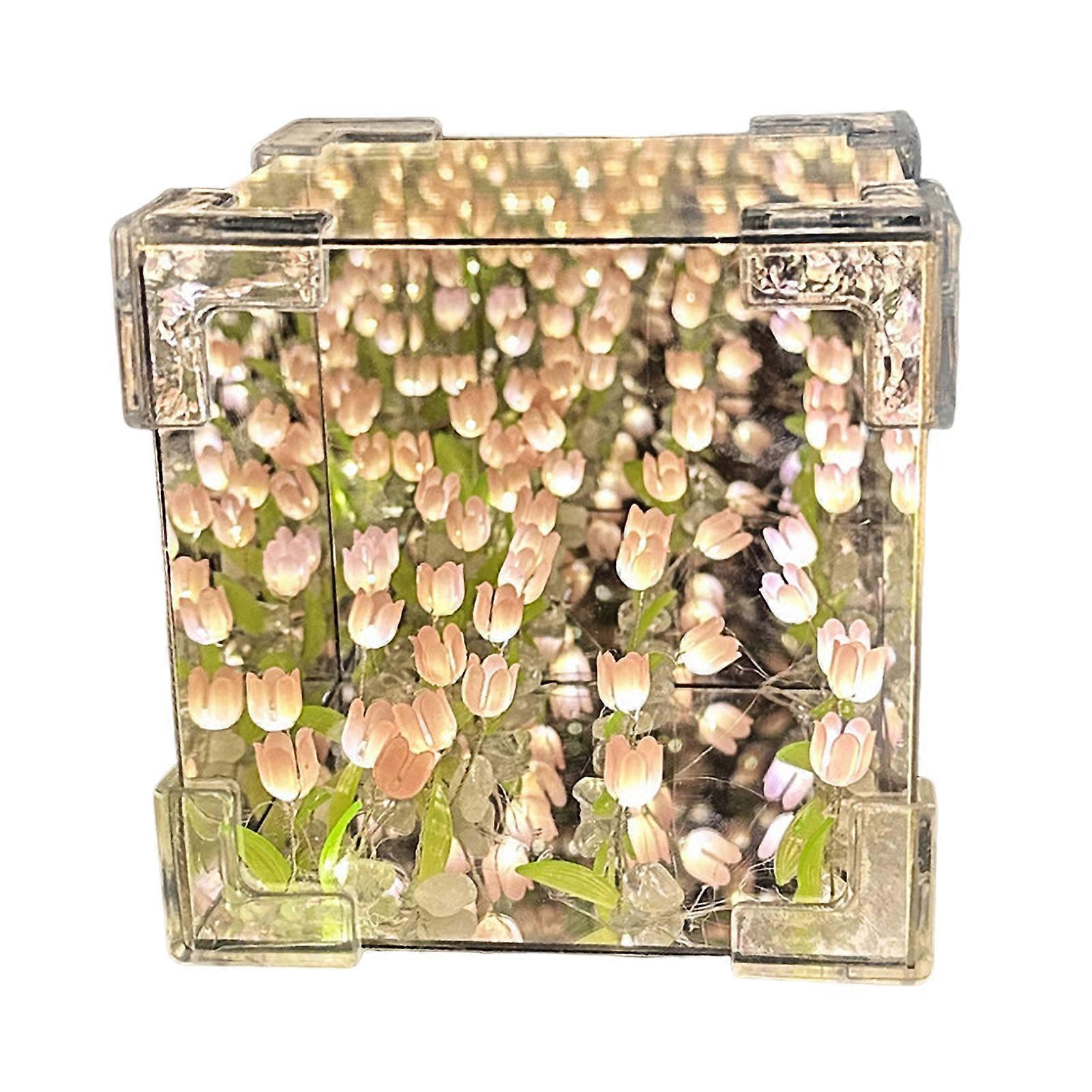Tulip Night Light Ambient Lamp Transparent Acrylic Shell DIY Handmade Nightstand Flower Light Desktop Ornament