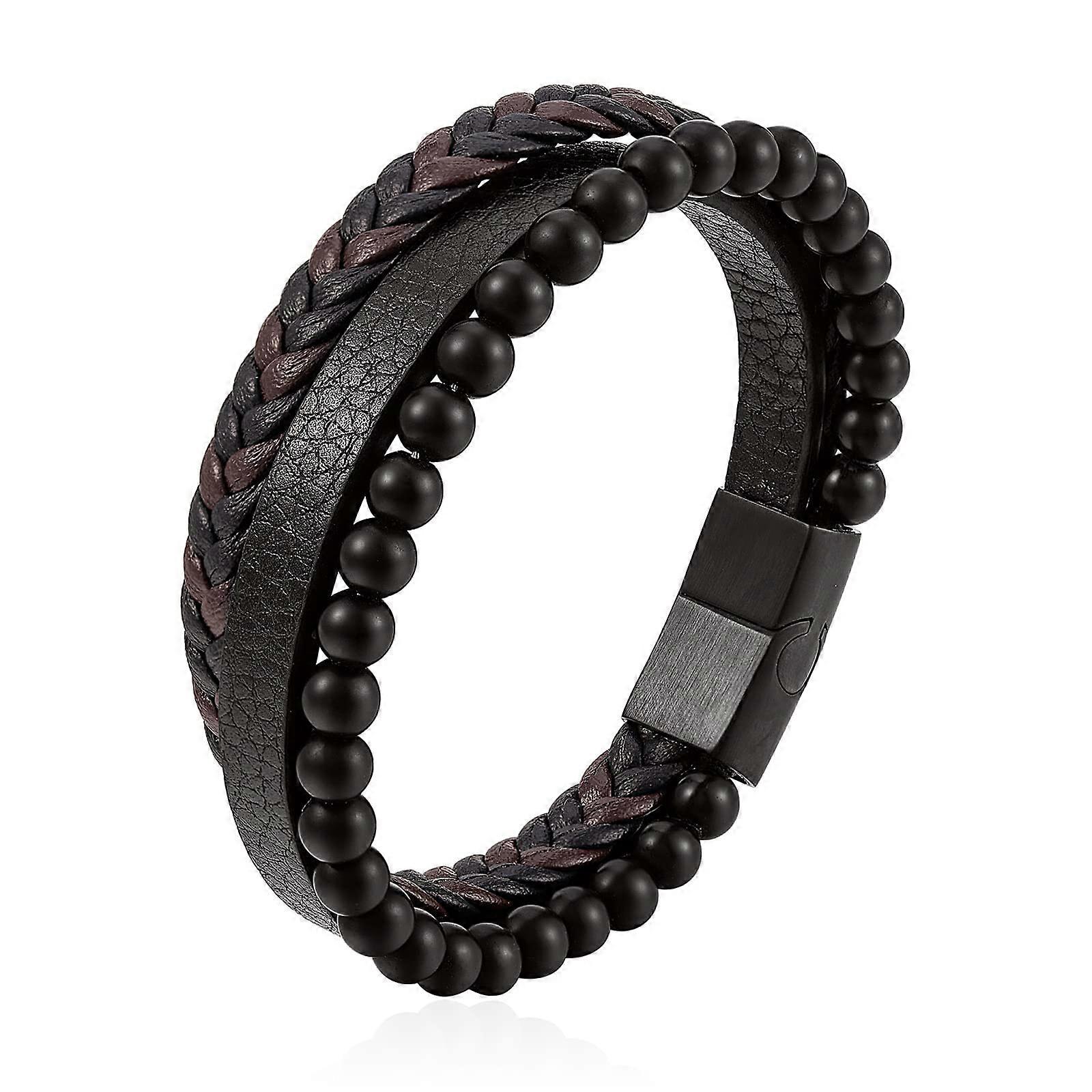 Natural Stone Volcanic Leather Bracelet