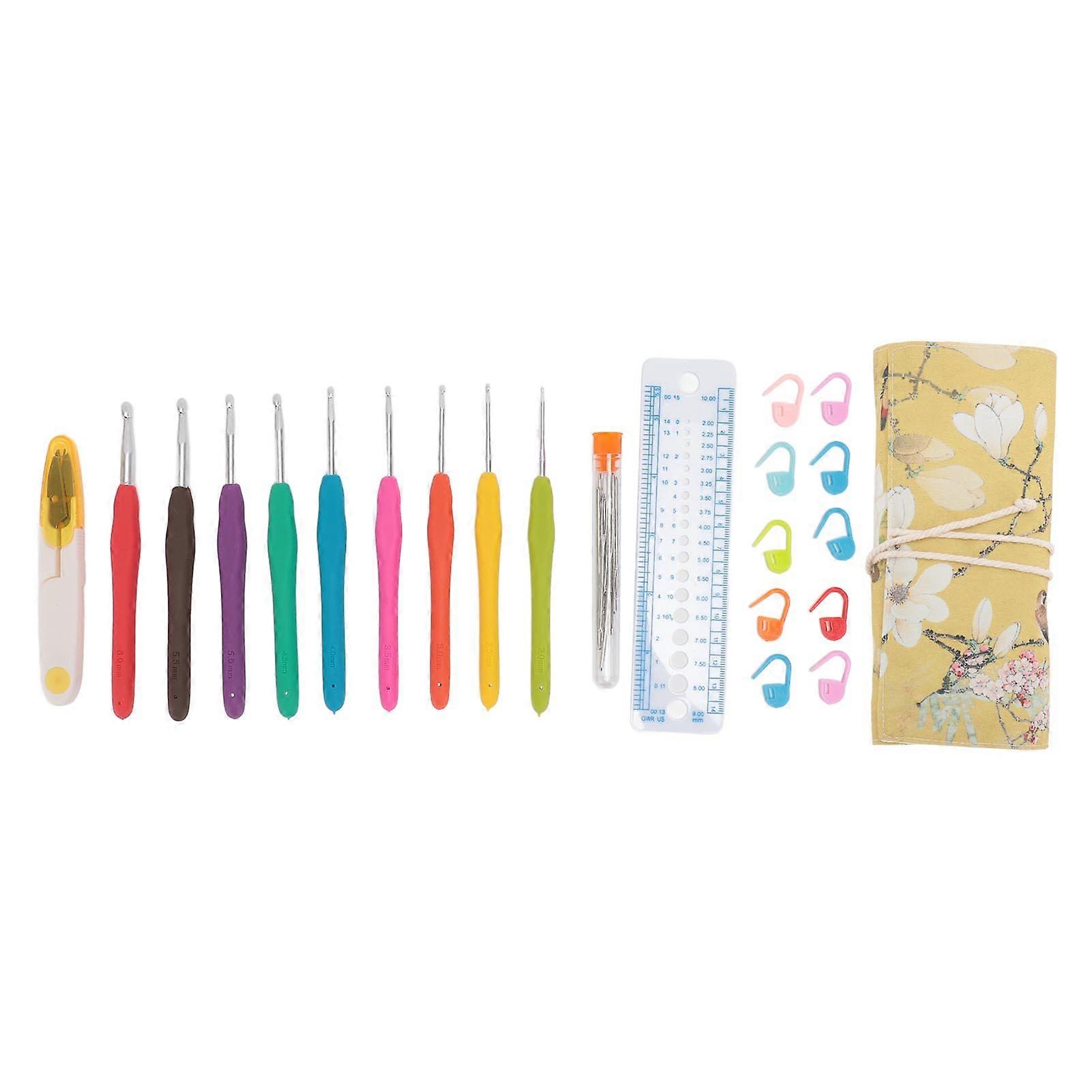 9 Size Crochet Hooks Set Ergonomic Crochet Needles Set with Case DIY Hand Knitting Art Tools for Arthritic Hands