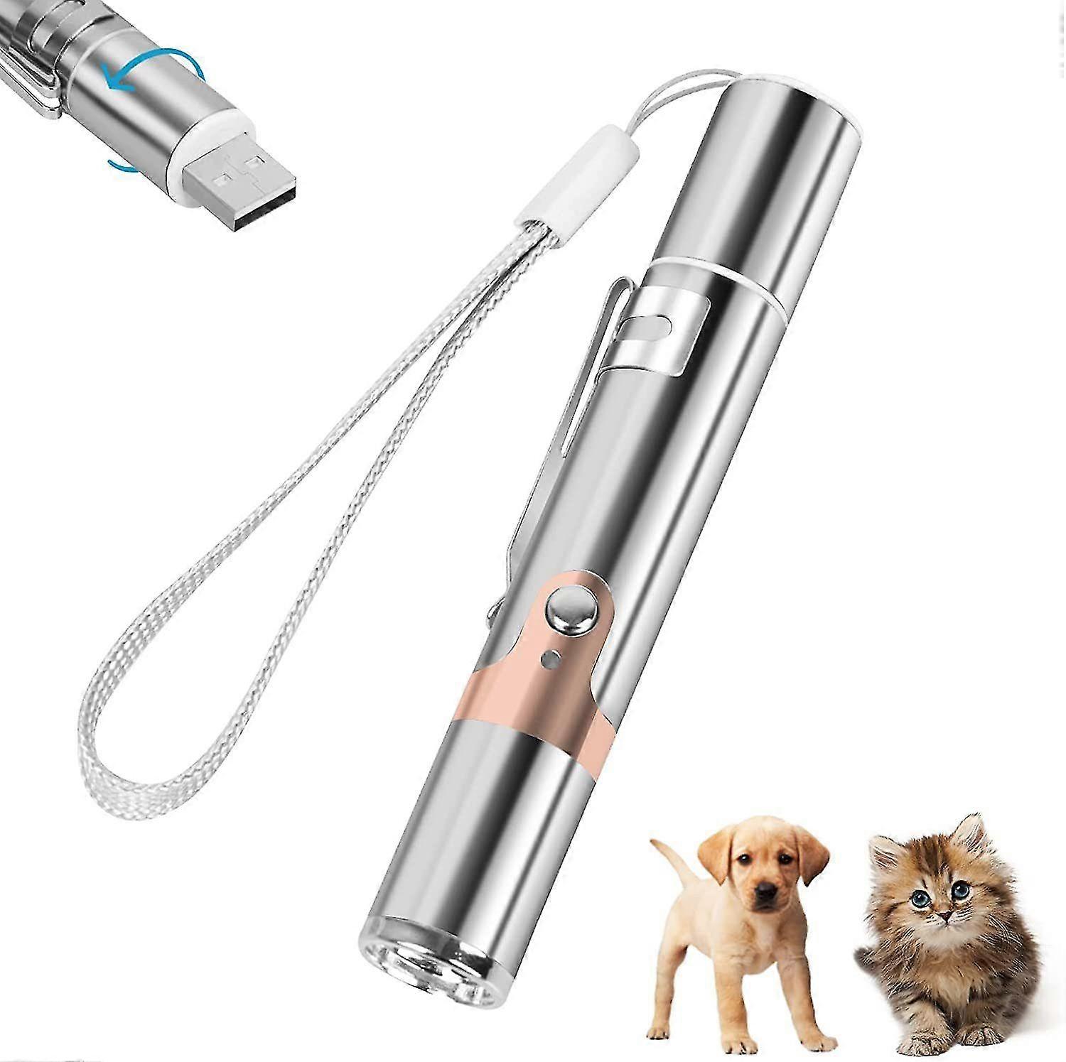 Interactive Cat Toy Led Pointer For Cats & Dogs 7 In 1 Usb Rechargeable Cat Catching Toy With 5 Patterns & Purple Light Check Urine Stains Night Light