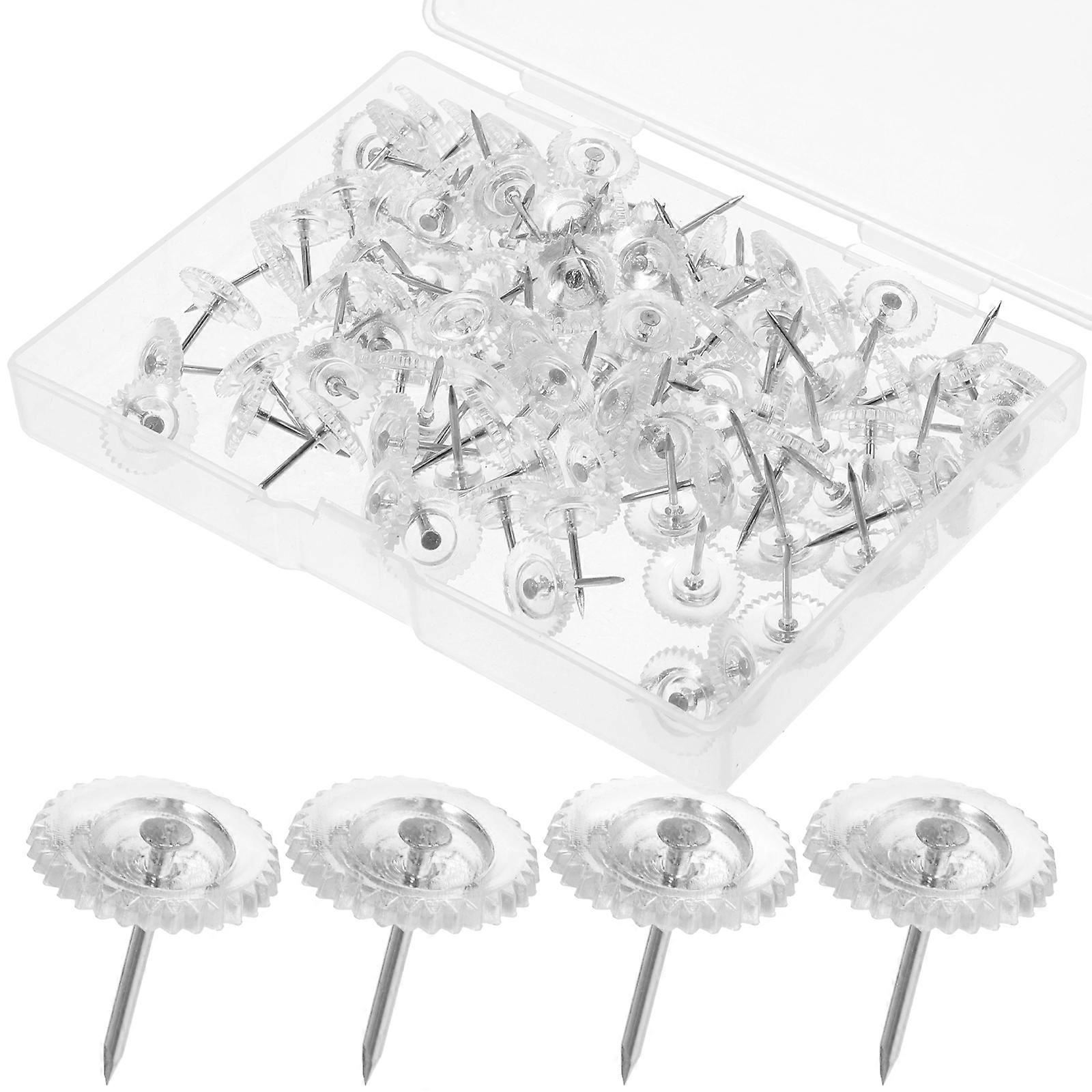 100Pcs Clear Whiteboard Tacks Clear Pushpins Thumb Tacks Bulletin Thumbtacks Map Thumbtacks