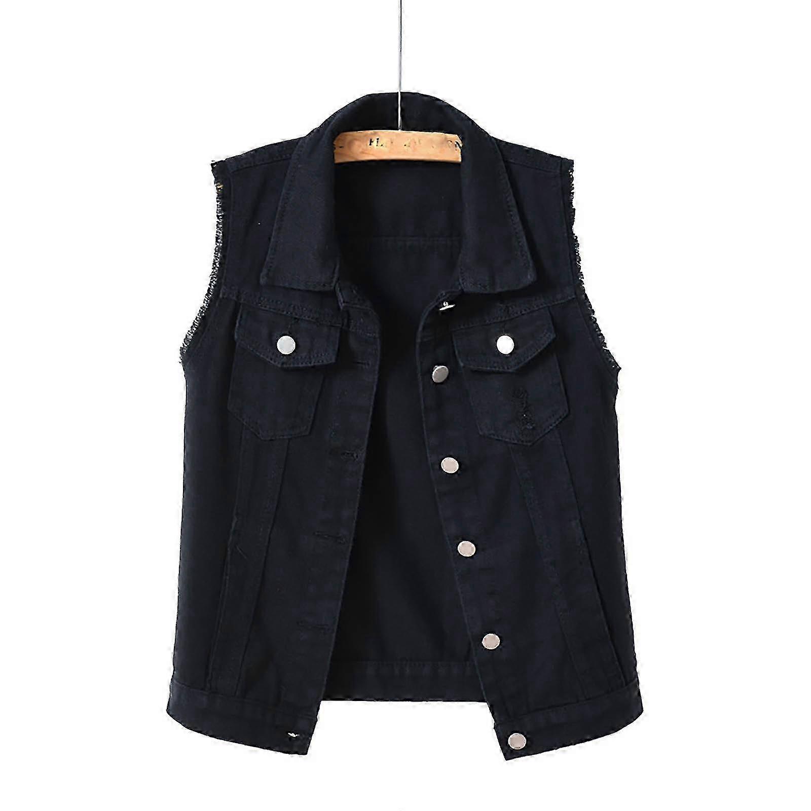 Women's Spring And Autumn Coat Solid Color Sleeveless Denim Jacket Jacket