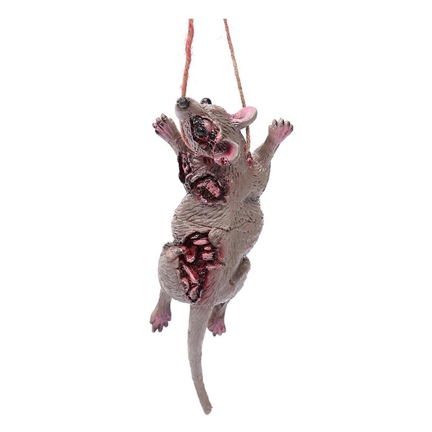 Halloween Pendant Realistic Creepy Hanging Rat Pig Head Spider Bat Decoration Haunted House Prop for