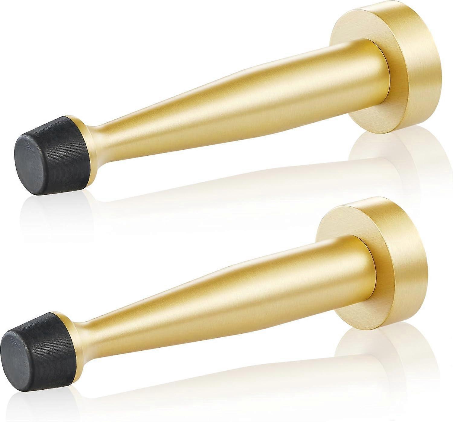 Heavy Duty Solid Brass Door StopsDecorative Door Stopper Wall Protector with Rubber Bumper Tip - (2-Pack)