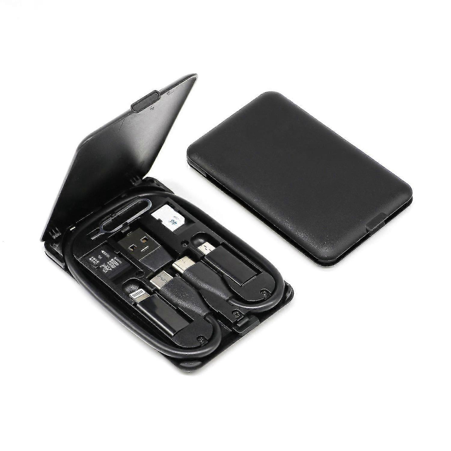 card type multi-function business card case data cable(black)