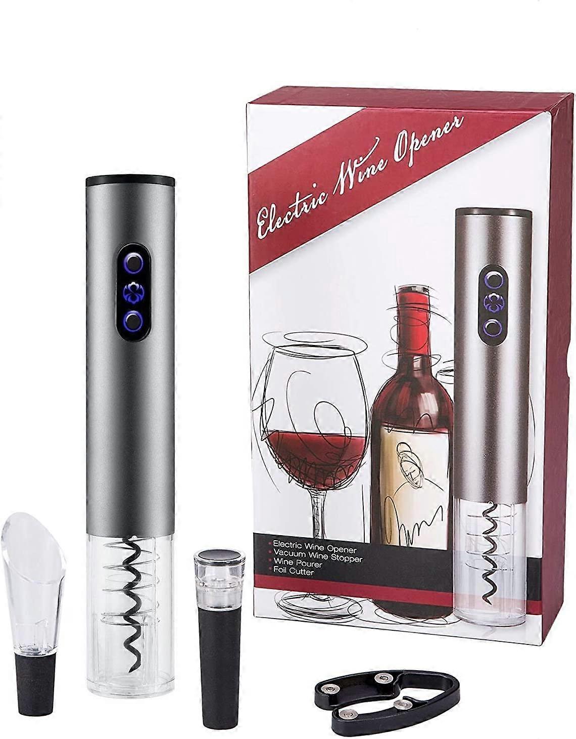 Electric Bottle Opener, Electric Corkscrew, Automatic Bottle Opener, Wine Opener Gift Set with Automatic Corkscrew, Foil Cutter, Wine Pourer and Wine