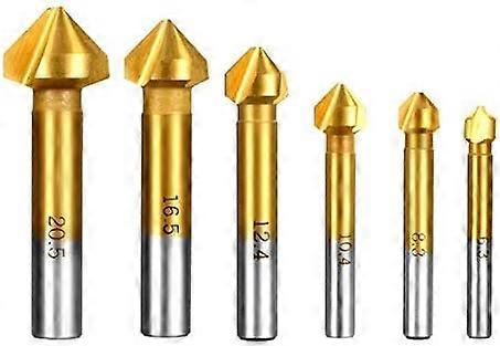 6Pcs 90 HSS Countersink Titanium Countersink Cylindrical Taper Three Cutter Screw Tool Suitable For DIY