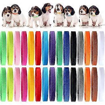 45 Pieces Puppy Whelping Collars Double-Sided Newborn Pet Identification Bands 3 Sizes Adjustable Puppy Collars Soft Co