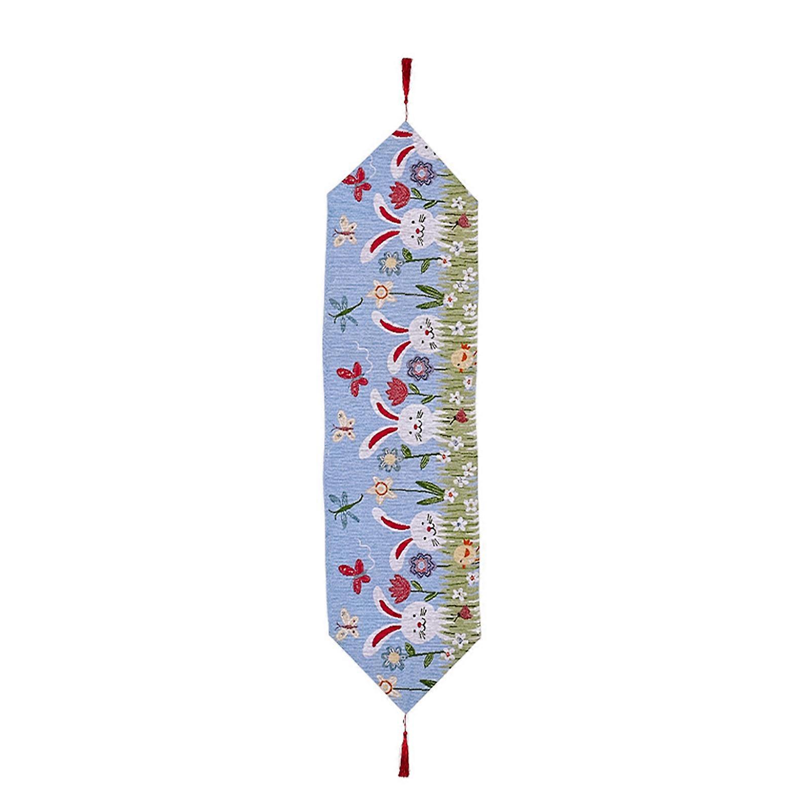  Happy Easter Table Runner 14 x 71 Inch Rabbit Bunny Egg Easter Tablecloth Decor