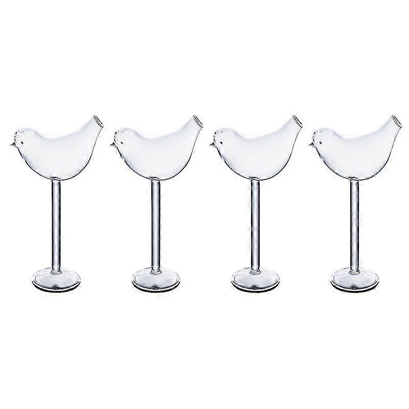 1 Set 4pcs Bird Shape Cocktail Glasses Glass Wine Cups Goblets (transparente)
