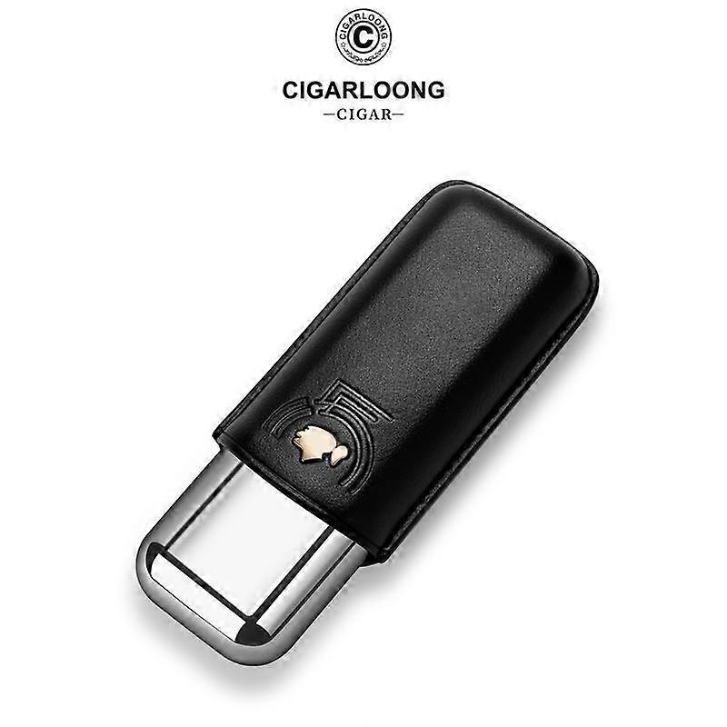 Cigar Case, Cigar Set Portable Moisturizing Leather Case Travel Cow Leather Cigar Bag 2 Pack