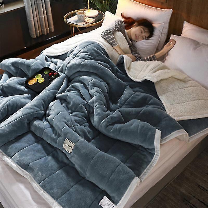 Winter thickened warm small cashmere coral fleece three-layer quilted thick blanket