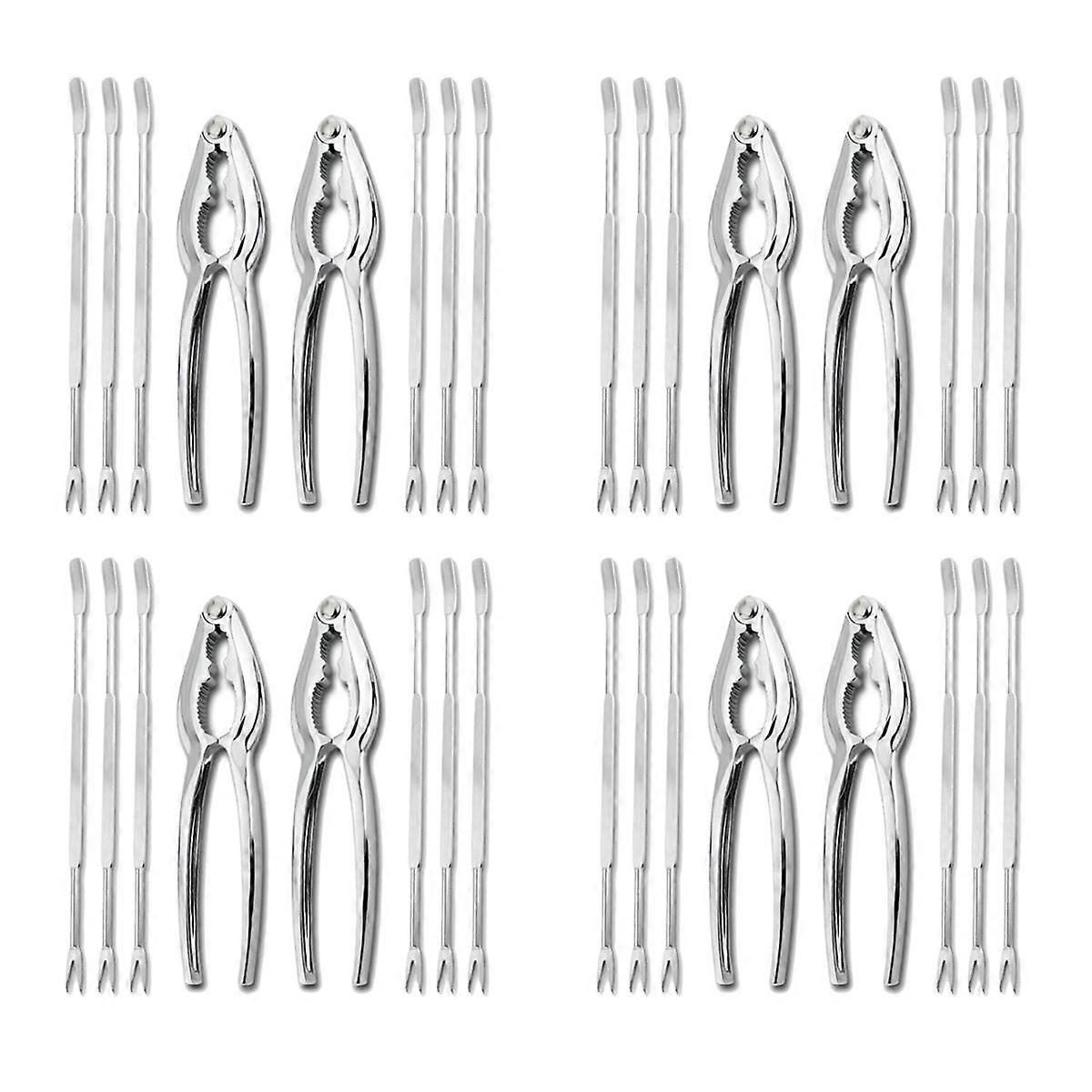 32 Piece Seafood Tool Kit, Stainless Steel Crab Leg Cracker and Forks Nut Cracker Set Shellfish She