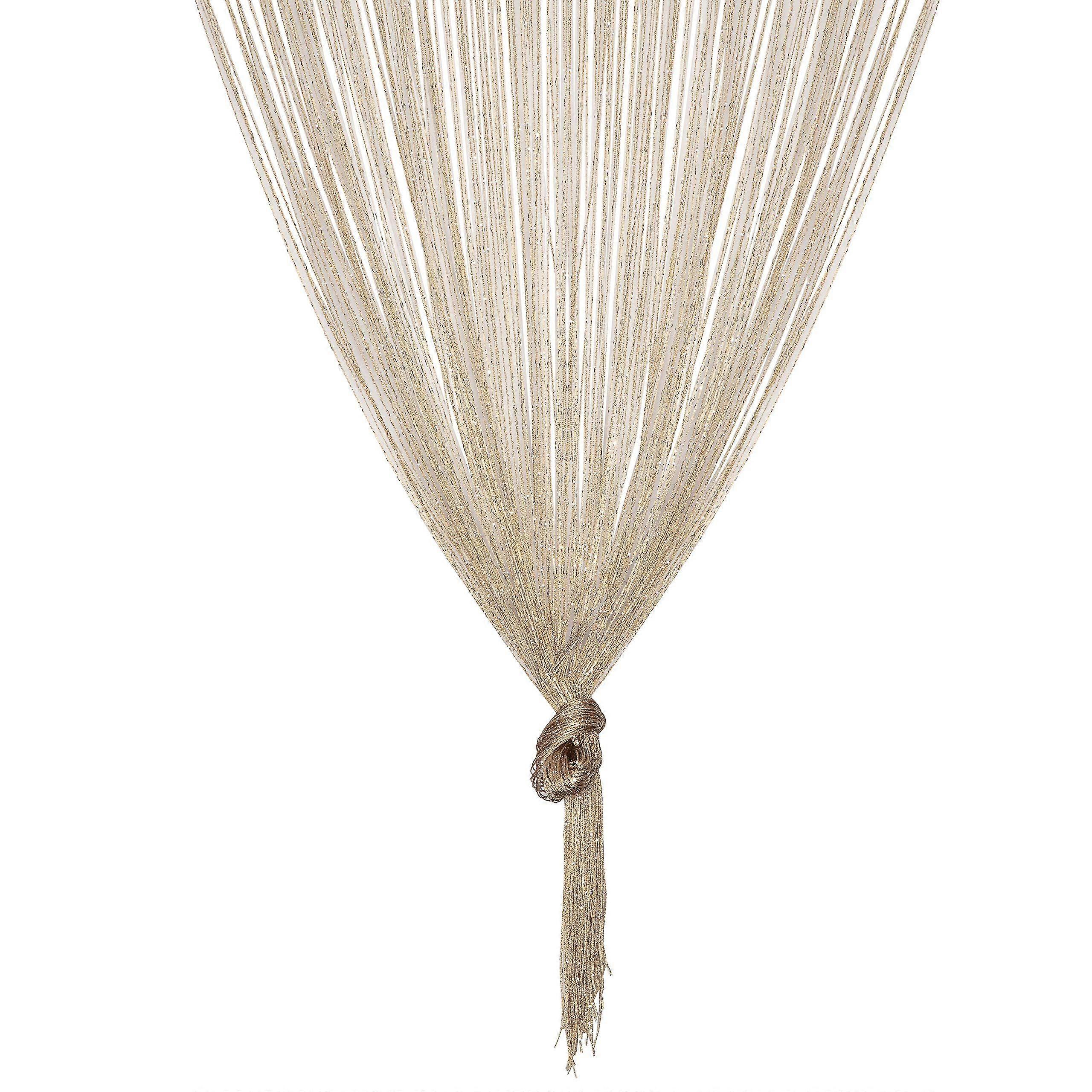 Dew Drop Gold String Curtain Panel - 100x 200 cm - Waterfall Effect - Glitter Thread Partition Divider - Home Decor Accessory Champagne