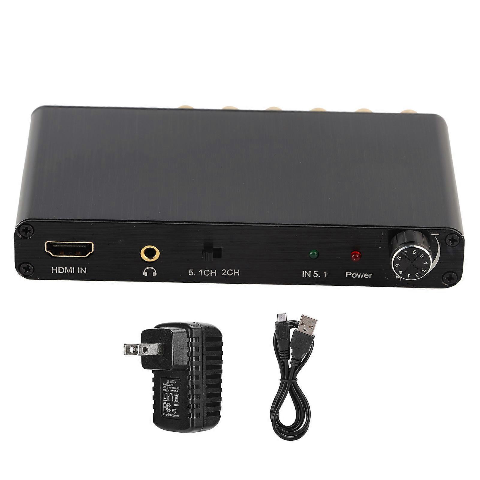 4K 3D HDMI 5.1 to Analog Output Digital Audio Decoder Converter Adapter (US 100~240V)Black US NO.1526
