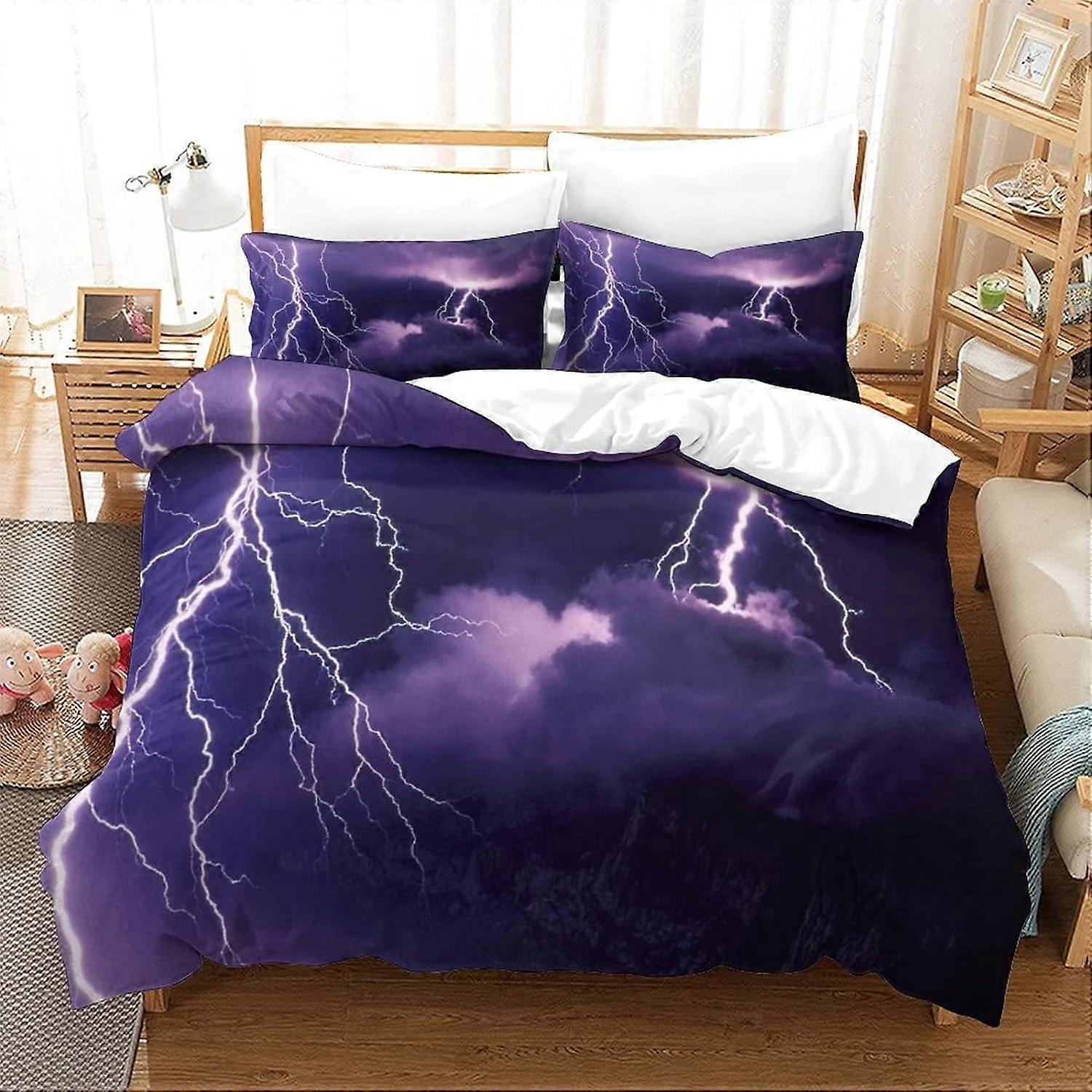 Lightning D Bedding Set, Easy Care Soft Microfiber Pillowcases Bedding Set for Boys Girls Adults Pieces with Single Zipper Closure