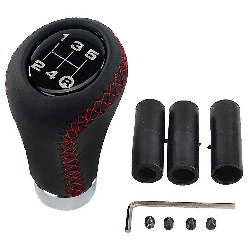 5 Speed Leather Stick Shift Knob Car Shifting Shifter Lever Knobs Head Fit for Manual Vehicle, Blac